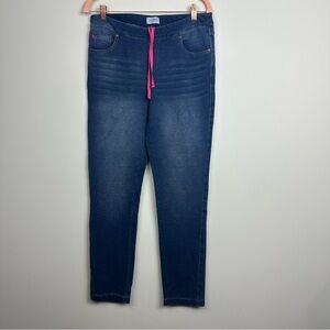 Pajama Jeans Stylish Blue Jeggings with Pink drawstring Size Medium